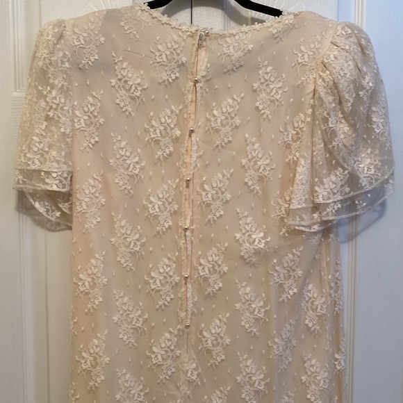 BARBARA CHODOS FOR MICHAEL MARCELLA SIZE 14 BEIGE LACE over BEIGE SATIN LOVELY - Picture 4 of 8